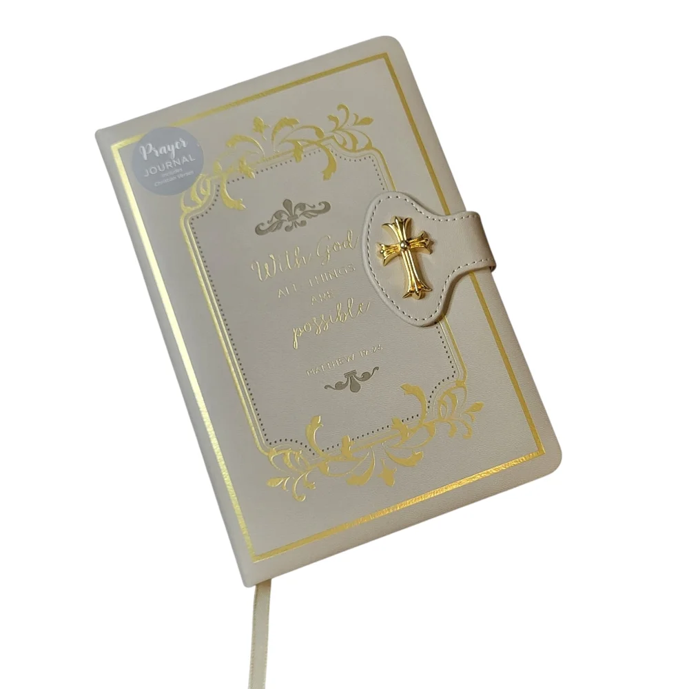 With God, All Things Are Possible. Journal with Gold Cross Clasp NEW